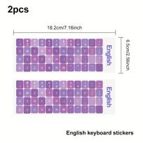 [Bilingual Keyboard Stickers] Durable English/Russian Keyboard Stickers | Purple & Pink Cyrillic Keycaps, Transparent Adhesive Pads