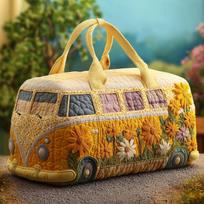 3D Embroidered Quilted Travel Duffel Bag with Floral Pattern and Handheld Design for Weekend Overnight Trips 18x9x9 Inches ONE SIZE