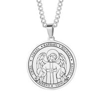 7 Archangels Michael Gabriel Uriel Pendant Necklace for Women Men Amulet Stainless Steel Jewelry Gift Wholesale