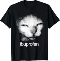 Funny Ibuprofen Cat Meme with Cringe Ugly Feline Face T-Shirt M