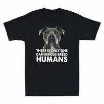 Pitbull There Is Only Once Dangerous Breed Humans Vintage Men T- Shirt Black Tee XXXL
