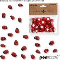 Medinės boružėlės dekoracijos 14x19mm 24vnt - Penword