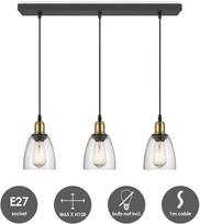 Industrinis pakabinamas šviestuvas 3 stikliniai gaubtai Stilingas juodas Ø65x128cm Loft