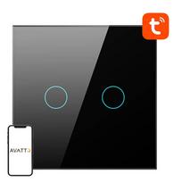 Išmanusis šviesos jungiklis WiFi Avatto TS02-EU-B2 2 way (juodas)