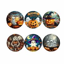 6pcs Wooden Round Placemats Pumpkin Heat Insulation Pad DIY Tableware Mat  Home 6pcs StyleC
