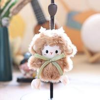 Cute Tulip Lamb Plush Keychain Fluffy Soft Stuffed Pendant Detachable Wrist Lanyard for Girls Birthday Gift A6