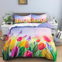 Luxury Bedding Set 3D Print Tulip Rose Print Duvet Cover Set Quilt Cover King Queen Size For Wedding Polyester Comforter Cover 135x200cm