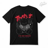 Cool Teddy Bear Graphic T Shirt Streetwear Punk Tee White Unisex Cotton Shirt 1 L