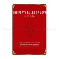 The Forty Rules Of Love Metal Plaque Club Cinema Home Garage Personalized Tin Sign Poster 20x30cm（7.8x11.8inch）