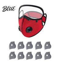Anti-fog Goggles Mask Reusable Carbon Filter Dust with Adjustable Goggles 6-Layer Face Construction Work 10 Filters Protection Breathing Valve Eye raudona