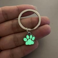 Animal Footprints Cat Paw Keyring Glow in Dark Luminous Paw Keychain Friends Children   Bag Pendant Green-Ring