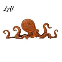 Octopus Garden Ornament Rust Patina Giant Squid Sculpture 3D Metal Nautical Outdoor Iron Sea Creature Statue for Patio Lawn Beach House Decor, 1pc