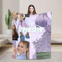 Freya Skye Dainininko Turo Antklodė Įvairių Dydžių Šilta Jauki Pūkuota Dekoratyvinė Antklodė Sofai, Foteliui ir Lovai Size: 75*100cm, Weight: 230 GSM gray