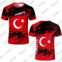 2026 Nauji Turkijos Vėliavos Spaudos Futbolo Marškinėliai Vyrams T-shirt Vasariniai Greitai Džiūstantys Sportiniai Trumpomis Rankovėmis Marškinėliai Atsitiktiniai Vaikams/Suaugusiems Viršutiniai Drabužiai S black