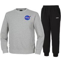 Nasa Unisex Loose Fit Sweatshirt With Wappen + Jogger Pants Set [Light Melange + Black] 100