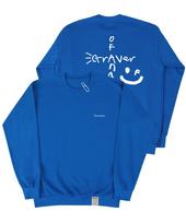 Graver [Unisex] Cross Smile Drawing Sweatshirt_Cobalt Blue Cobalt Blue_White Print/M