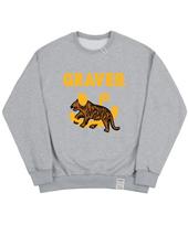 Graver [Unisex] Smile Drawing Leopard Sweatshirt_Gray Grey/S