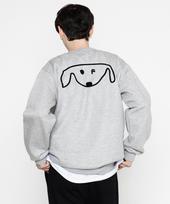 Graver [Unisex] Back Drawing Dog Sweatshirt_Gray Grey_Black Print/L