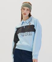 Golla W Collar Half Zip-Up Sweatshirts [Skyblue] Skyblue/Free