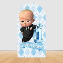 Happy Boss Baby Birthday Arch Backdrop Cover Boys Birthday Newborn Baby Shower Party Decor Photo Photography Background Props 1.6x3.9ft (50x120cm)