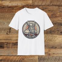 Viking Warrior Helmet Illustration Men T Shirts Norse Rune Badge Cotton Tops S balta