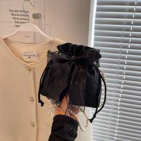 1Pc Niche Fashion High-end Bow Messenger Bag Autumn and Winter New Simple and Versatile Shoulder Bucket Bag Pearl Bag