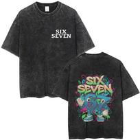Funny Italian Brainrot Six Seven 67 Number Meme Vintage Washed T-shirt Men Women Casual Humor T Shirts Unisex Oversized Tshirt S įvairiaspalvis