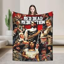 Red Dead Redemption 2 Blanket Flannel Summer Portable Lightweight Thin Throw Blanket for Home Car Quilt Size: 75*100cm, Weight: 230 GSM