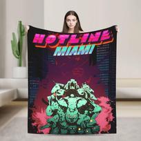 Hotline Miami Game Blankets Travel Flannel Throw Blanket For Couch Bed Super Soft Custom DIY Quality Bedspread Gift Size: 75*100cm, Weight: 230 GSM