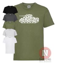 Sherman tank children's T-Shirt. Exclusive design to Naughtees. 100% cotton, great gift idea 4XL