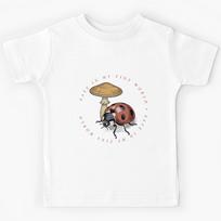 Safe In My Tiny World Ladybug Mushroom Vintage Botanical Kids T-Shirt 150