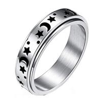 Star Moon Spinning Rings Women Men Fidget Meditation Anti-Anxiety Calming Rings