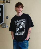 Maison Mined Record Vinyl Half T Black Black/S