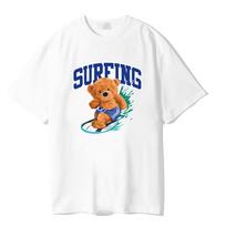 Yda Surfing Teddy Bear Oversized Short Sleeve T-Shirt_Ltss004Wh White/L