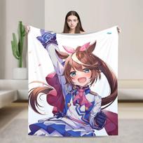 Super Warm Blanket Airplane Travel Haru Urara Y2K Umamusume Throw Blanket Flannel Bedspread For Bedroom Pattern Sofa Bed Cover Size: 75*100cm, Weight: 230 GSM
