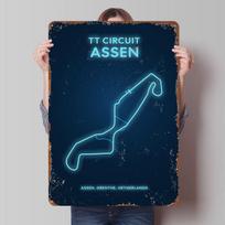 TT Circuit Assen Race Track Map Printed Poster Customized Wall Art Retro Vintage Metal Tin Signs for Decoration Garage Wand Deko 20X30CM
