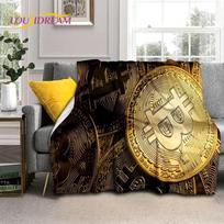 Bitcoin 3D Virtual Currency NFT Blanket,Soft Throw Blanket for Home Bedroom Bed Sofa Picnic Travel Office Cover Blanket Kid gift Size: 75*100cm, Weight: 230 GSM