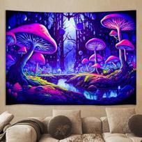 Aesthetic Mushroom Landscape Tapestry Polyester Wall Hanging Trippy Boho Tapestry for Dorm Room Decoration 100X70CM