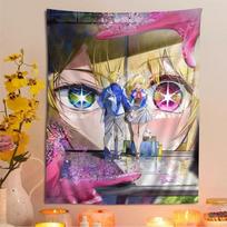 Oshi no Ko Anime Wall Tapestry Kawaii Character with Sparkle Accents & Bunny Hair Clip, Playful Room Accent for Cute Anime Fans 100X70CM