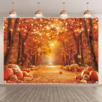 Rudens miško festivalio gobeleno fonas Padėkos dienos moliūgų klevų tematikos vakarėlio nuotraukų audinys Plaunamas šventinėms dekoracijoms 100X70CM