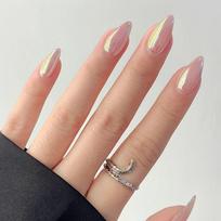 24pcs Medium Almond-Shaped Press-On Nails, High-End Glossy Finish, Instagram-Style Design, Extendable and Removable Fake Nails AW100