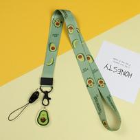 Neck Strap USB Badge Holder Cell Phone Lanyard Fruit Lanyard Keychain Lanyards Mobile Phone Straps Avocado