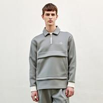 Custom Us Luxury Cushion Fabric Half-Zip Sweatshirt Cfs23Skmt201 Grey/L
