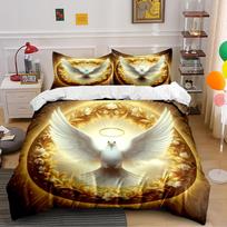 Halo Dove and Golden Floral Bedding Set Bedding set (1 duvet cover, 2 pillowcases, duvet not included) 135x200cm