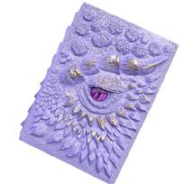 Hotselling One-eyed Dragon Leather A5 Organizer/Planner Notebook for Holiday Gifts  3D Eye Embossed Design (Purple,120 Pages&A5) violetinė