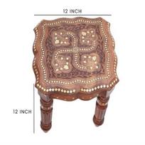 Square with carving on wood, Beautiful design with carving. Side table. Coffee, corner, outdoor table