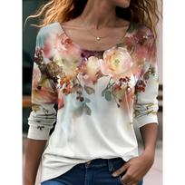 New Women's T shirt 3D Print Floral/Butterfly Graphics Long Sleeve Funny Crew Neck Regular Fit Spring/Fall Thin Style Sweatshirt 8XL gray