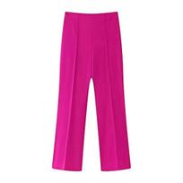 Women Pants High Waist Slim Fit Straight Leg Casual Trousers M rožinė raudona spalva