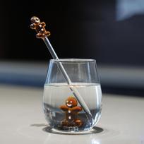Drinking Glass Cup Christmas Birthday Gift with Gingerbread Man Figurine Inside Drinkware Tea