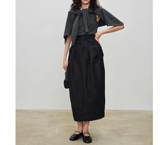 New Pleated Tulip High-Waist Ankle-Length Midi Skirt for Women - Perfect for Autumn and Spring Large juoda